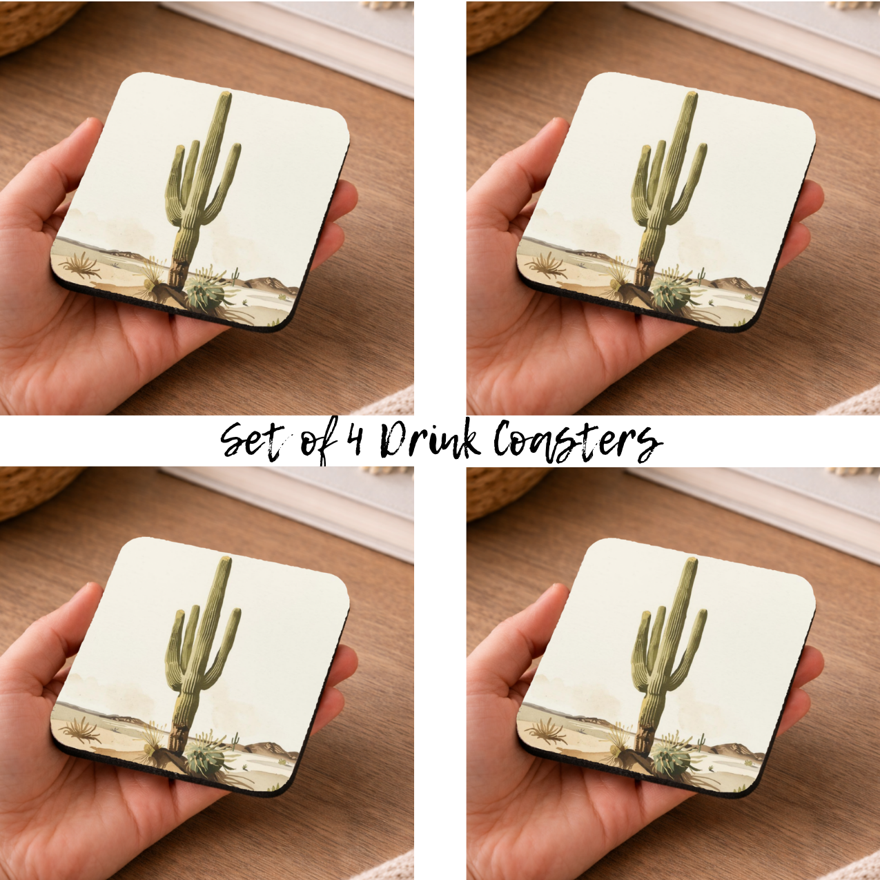 Arizona Desert Coasters – Set of 4 | Southwest Saguaro Cactus
