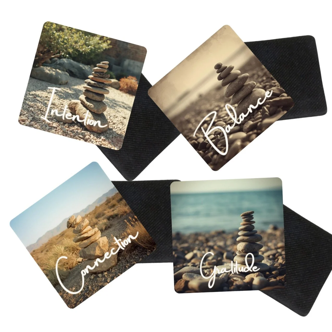 Zen Stacking Stone Coasters – Set of 4 | Mindfulness Drink Coasters