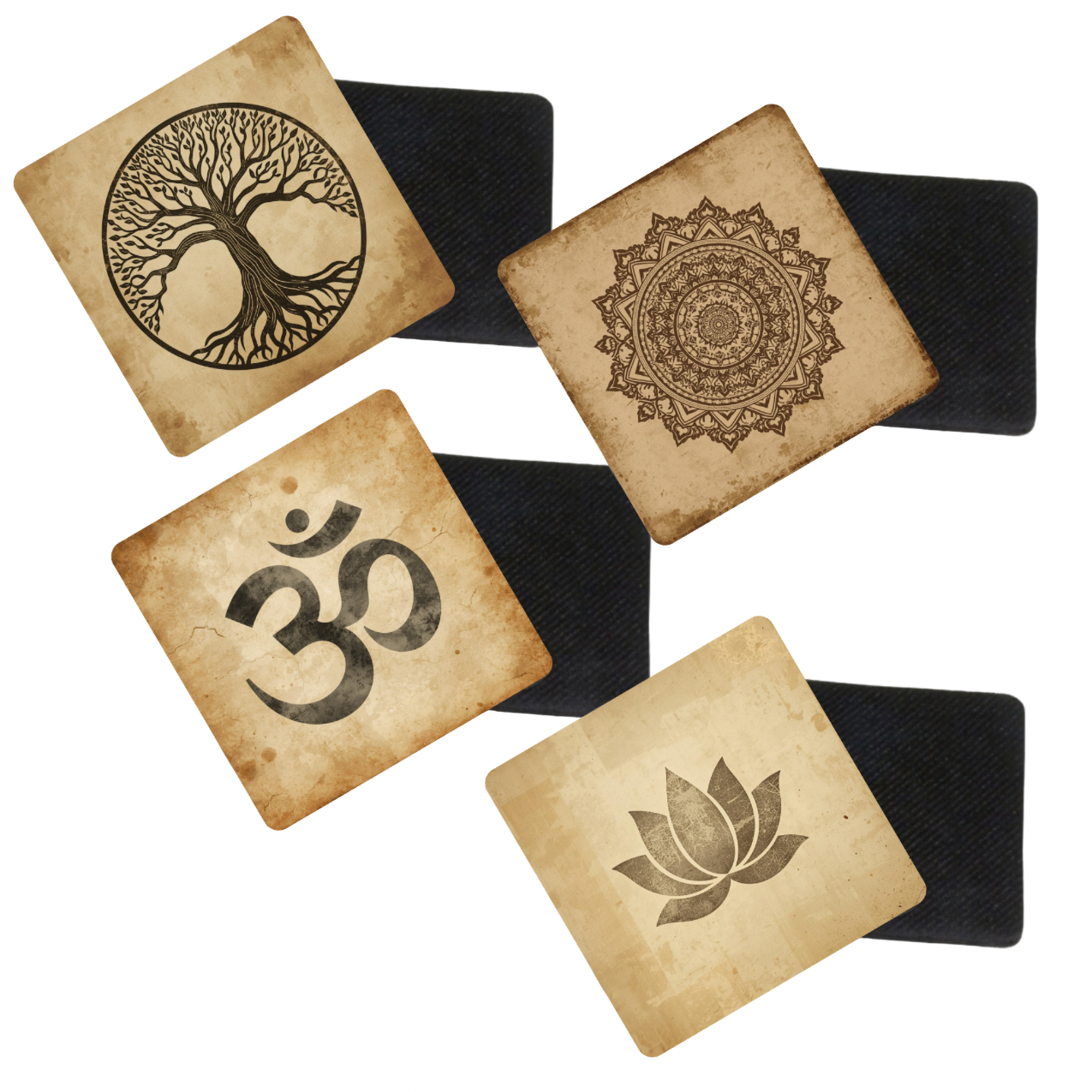 Zen Symbol Coasters - Set of 4 Zen Yoga Meditation Drink Coasters