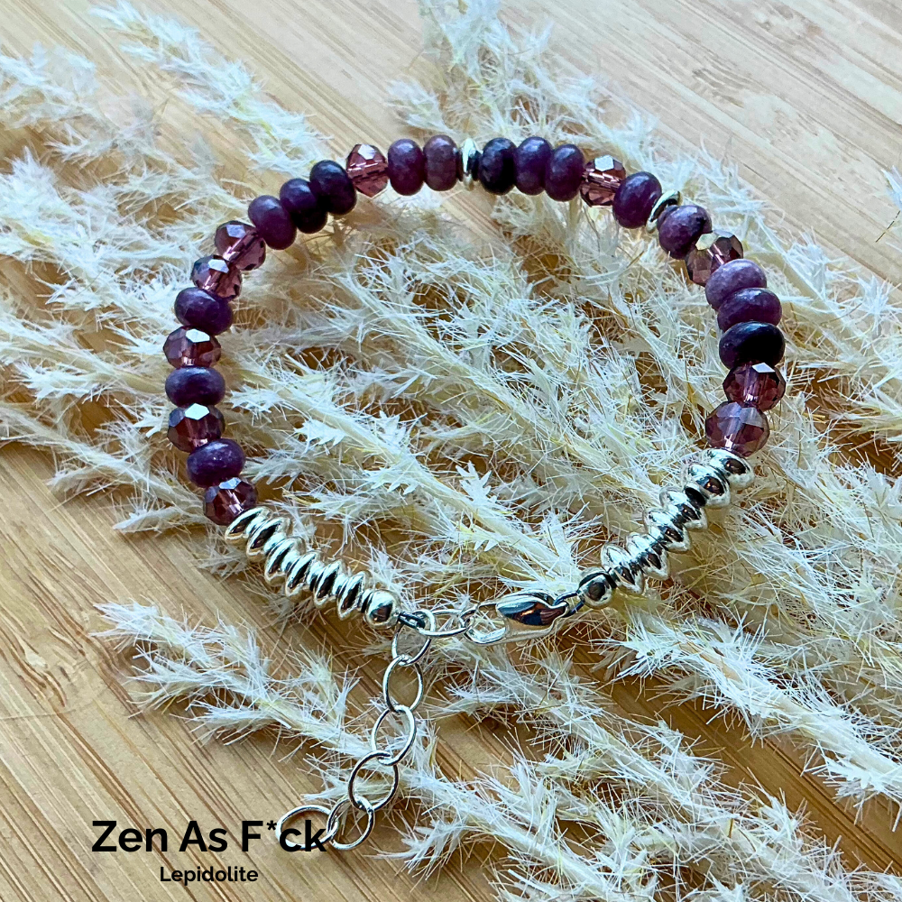 “Zen As F*ck” Morse Code Lepidolite Gemstone Bracelet