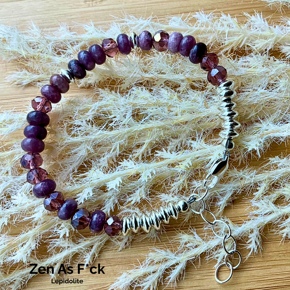 “Zen As F*ck” Morse Code Lepidolite Gemstone Bracelet