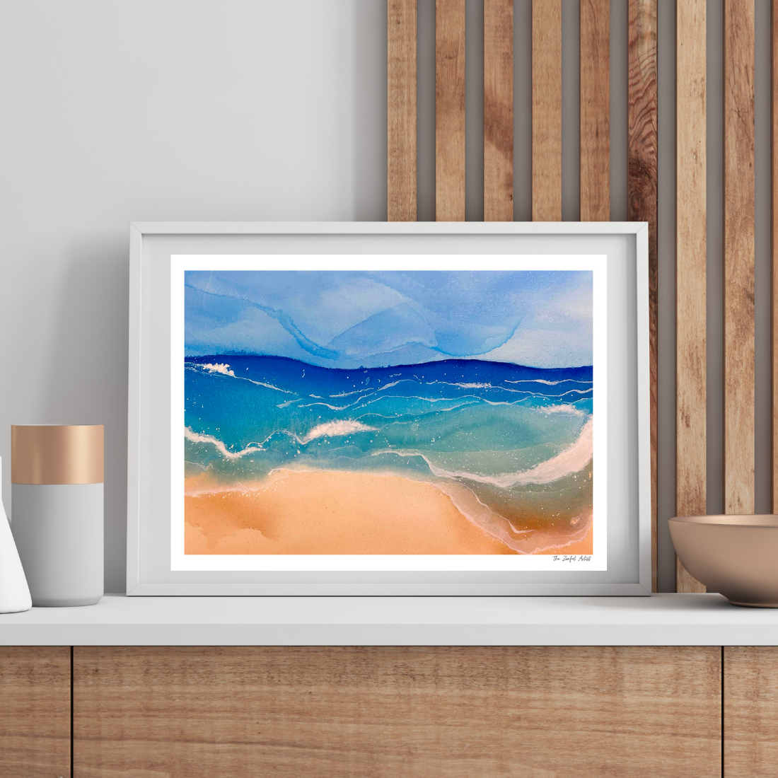 Art Print | Abstract Beach Acrylic Ink Painting | Coastal Home Decor | Eternal Calm