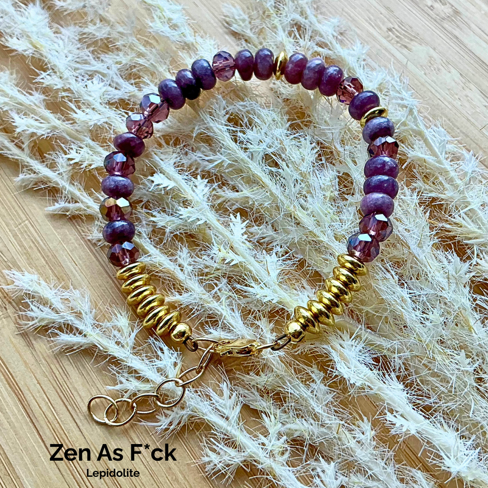 “Zen As F*ck” Morse Code Lepidolite Gemstone Bracelet