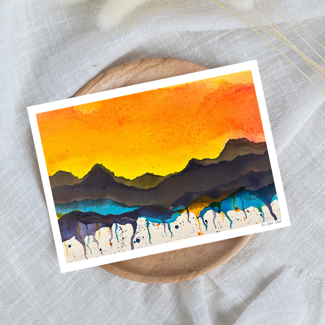 Art Print | Abstract Arizona Sunset Painting | Desert Mountains | Desert Melt