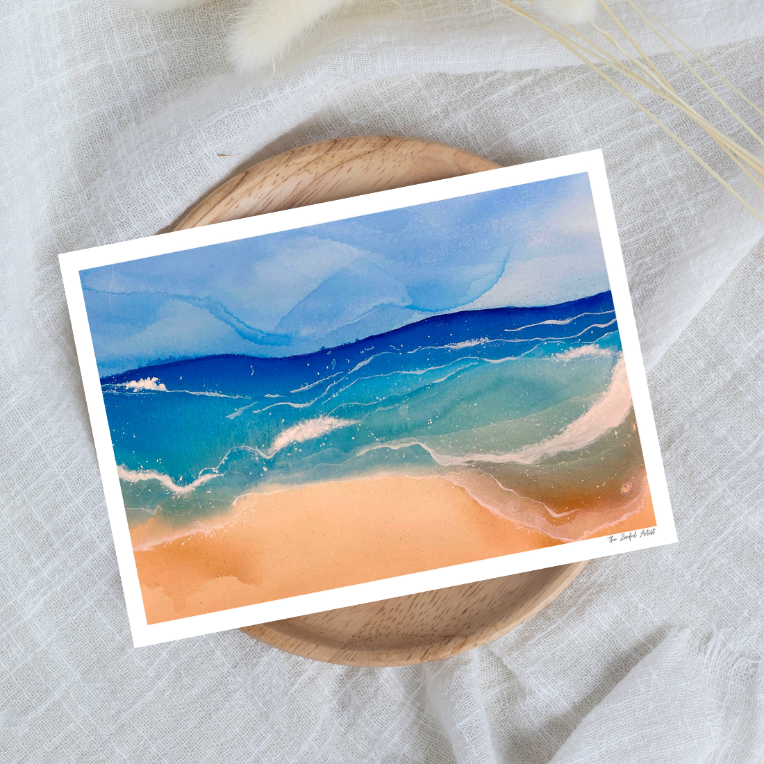 Art Print | Abstract Beach Acrylic Ink Painting | Coastal Home Decor | Eternal Calm