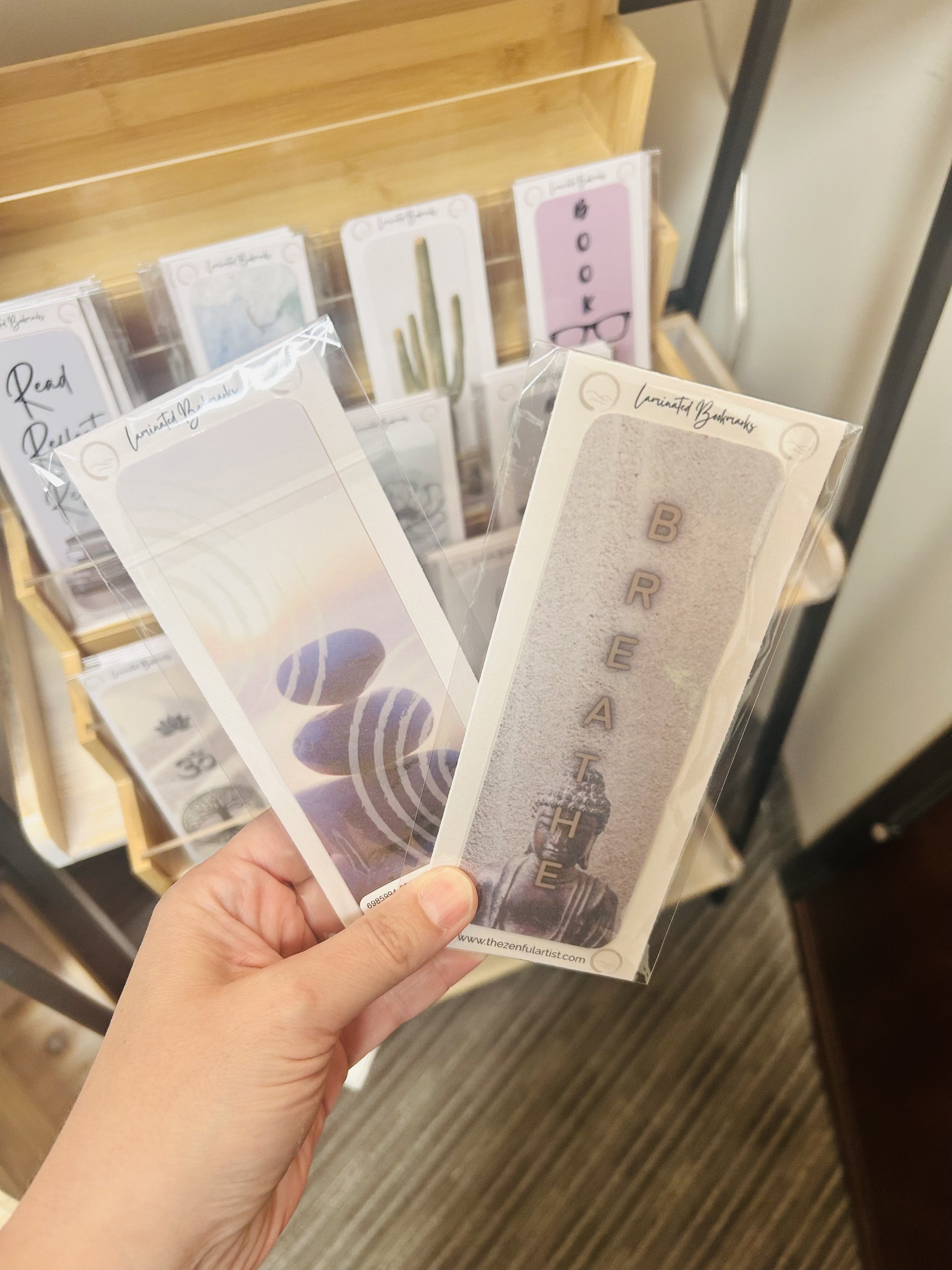 Laminated Bookmark Set - Stones/Breathe Buddha