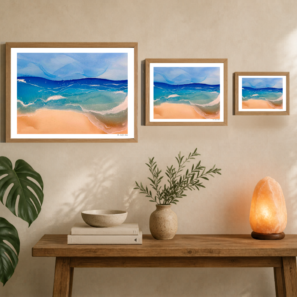 Art Print | Abstract Beach Acrylic Ink Painting | Coastal Home Decor | Eternal Calm