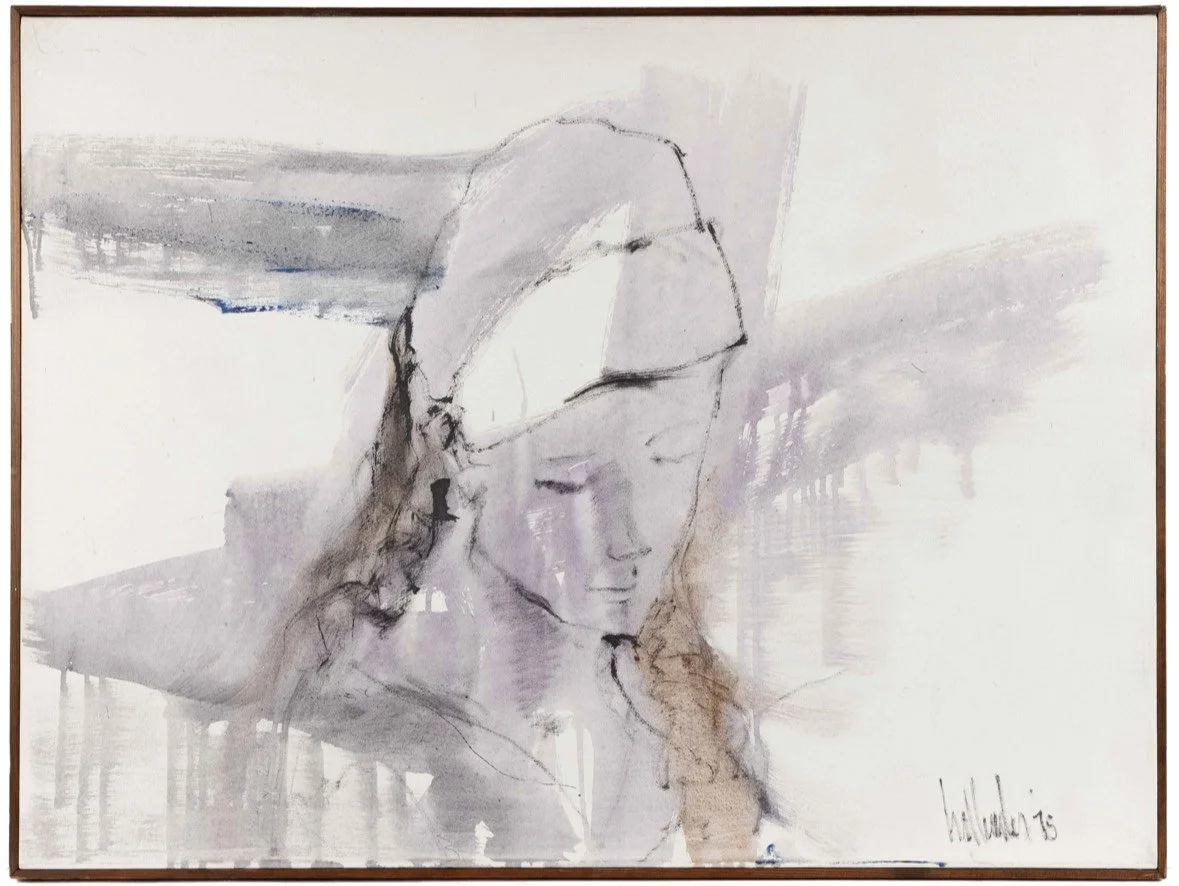 Gino Hollander — “Girl with Scarf on Purple Wash,” 1975