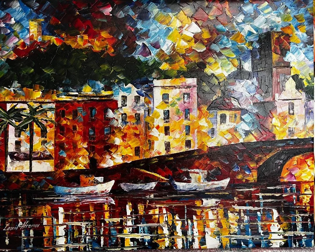 Title : Night Port Artist: Leonid Afremov