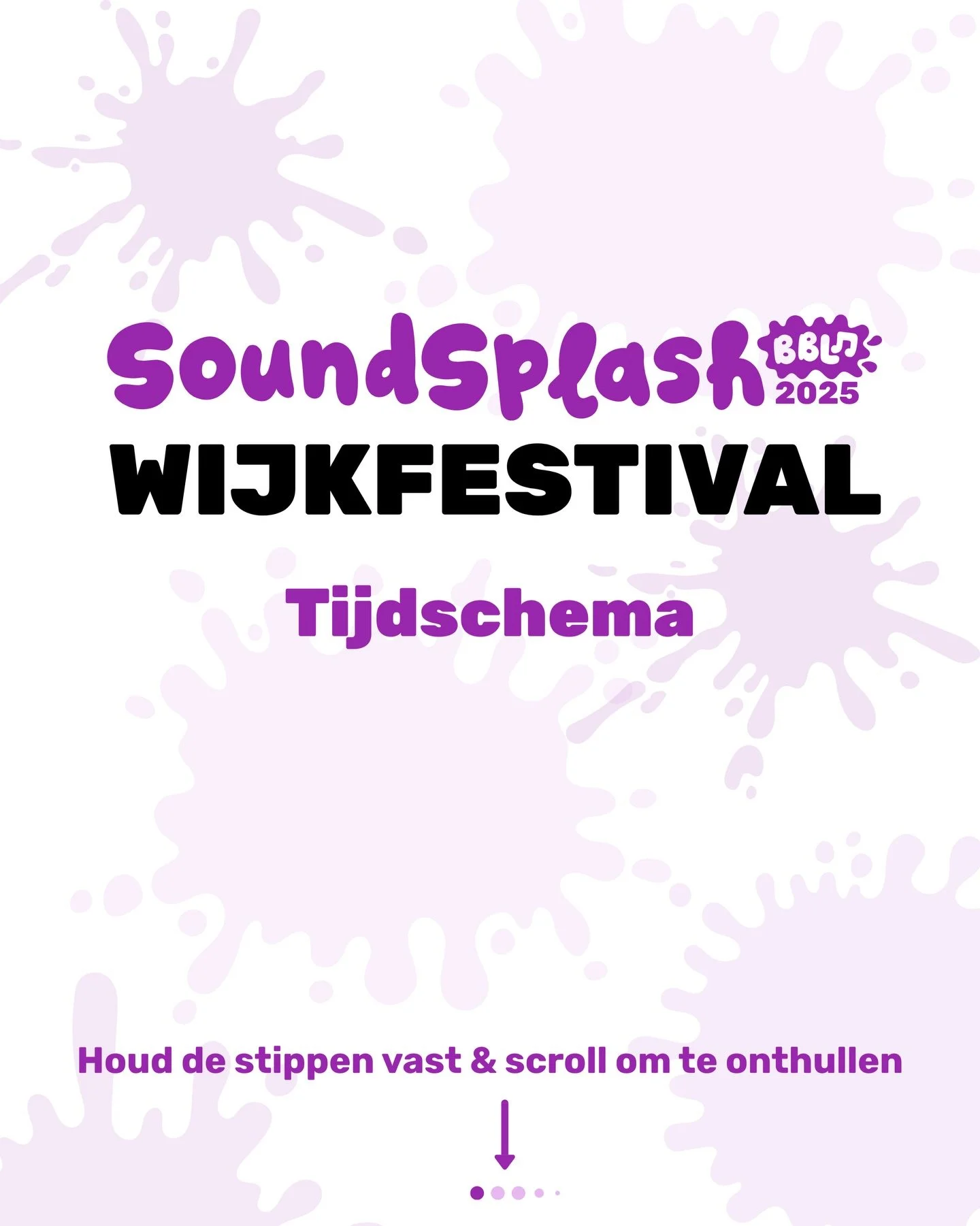 Dit is het tijdschema van het SoundSplash&trade; BBL 2025 Wijkfestival 🫟 

Tip: sla deze post op voor later.
Zo mis je geen enkel SoundSplash&trade; moment.

GRATIS toegang voor alle leeftijden!

📅 14 december
🕐 13.00 &ndash; 16.30
📍 Koningsvelde