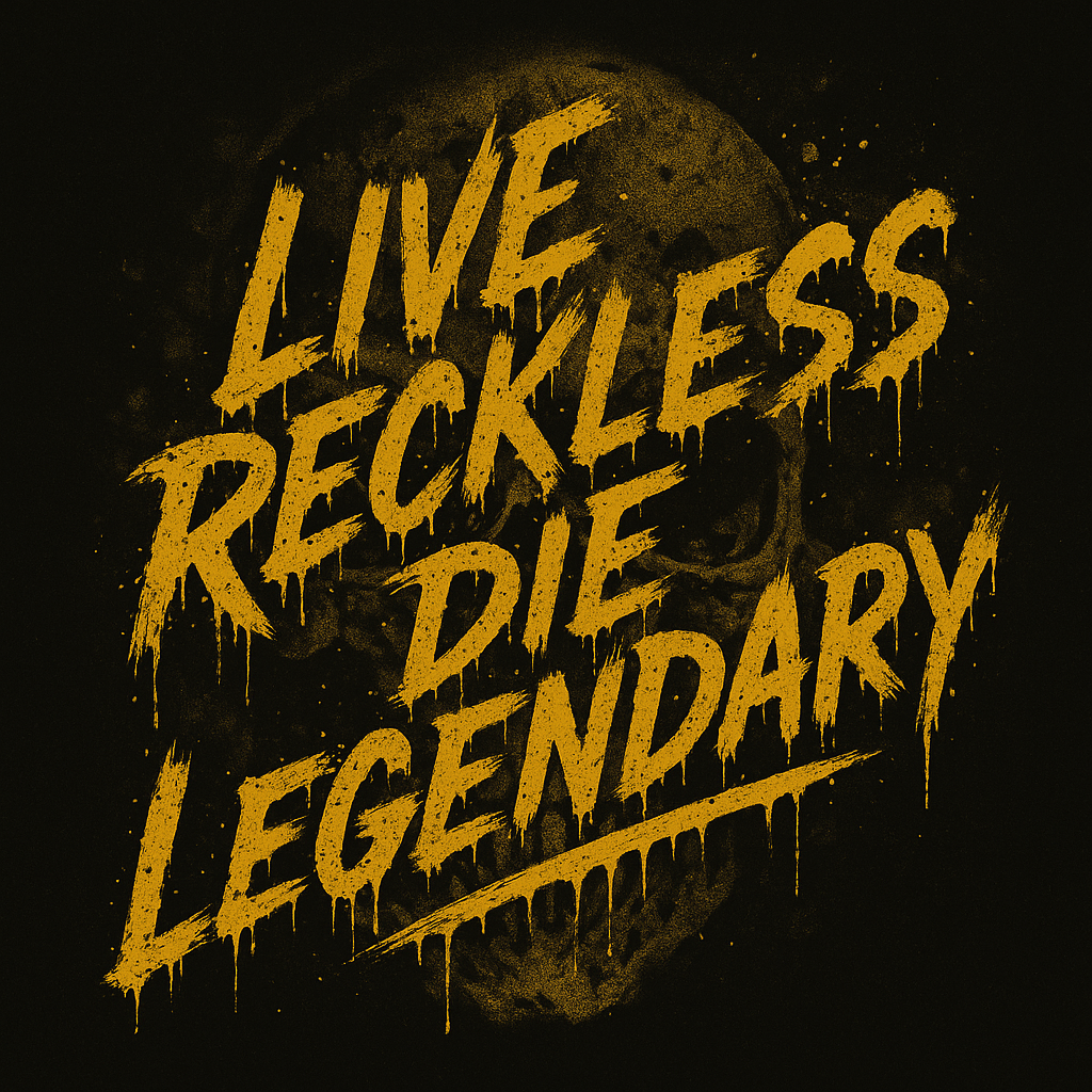 Live Reckless Die Legendary skull logo