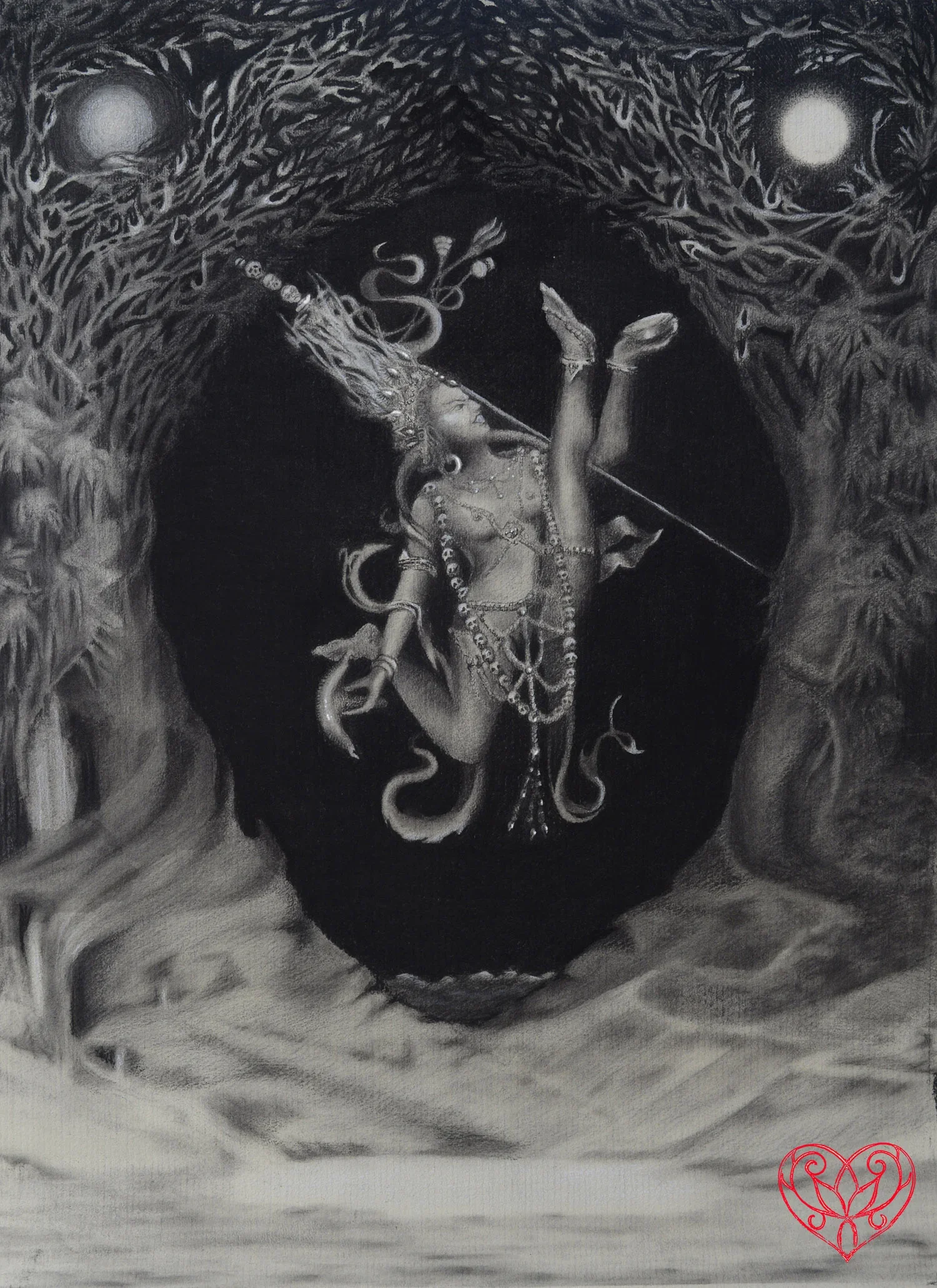 Vajrayogini - 

charcoal on paper 
