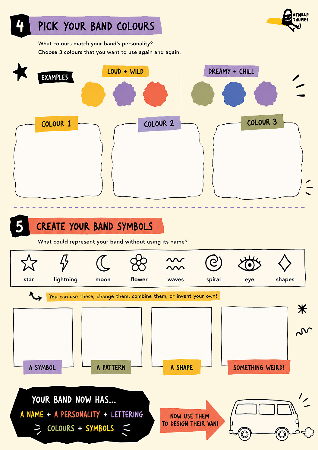 Paper craft art activity to build hippie van 2