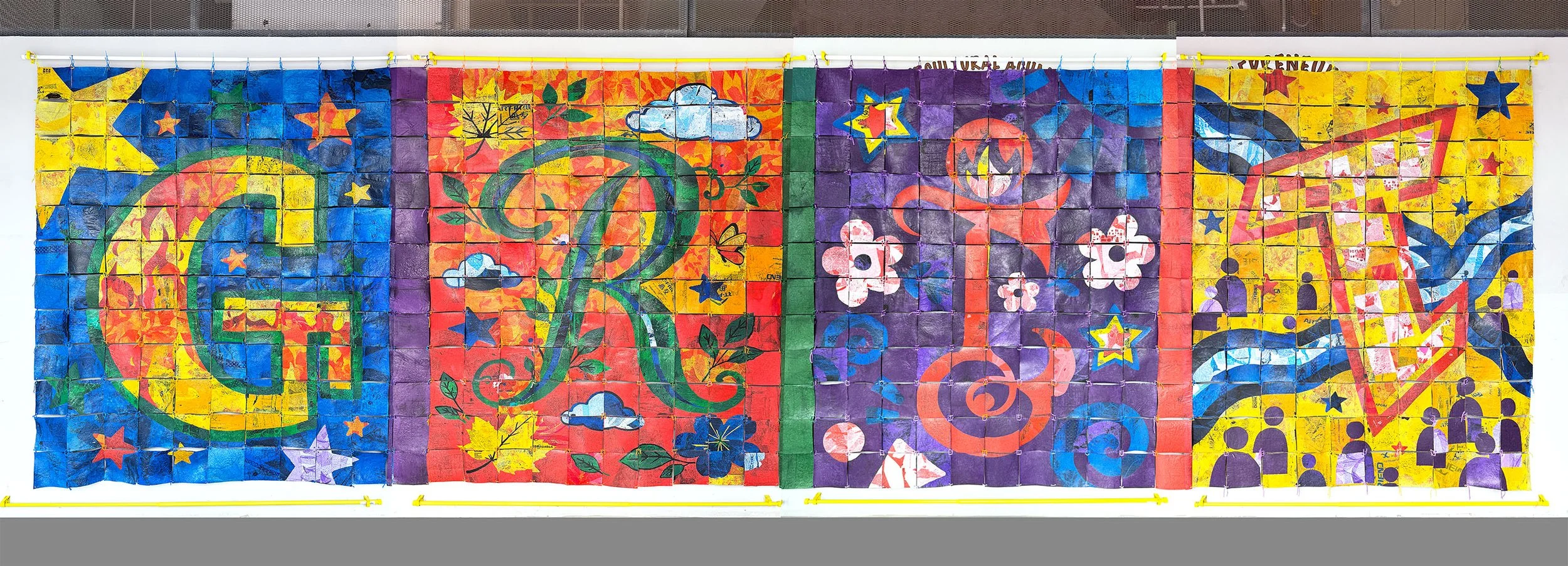 Large scale fuse plastic mural installation sustainability