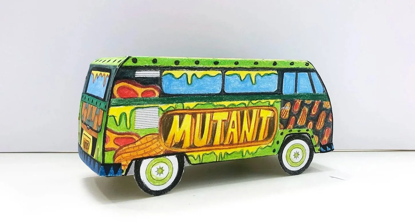 Paper craft of a hippie van