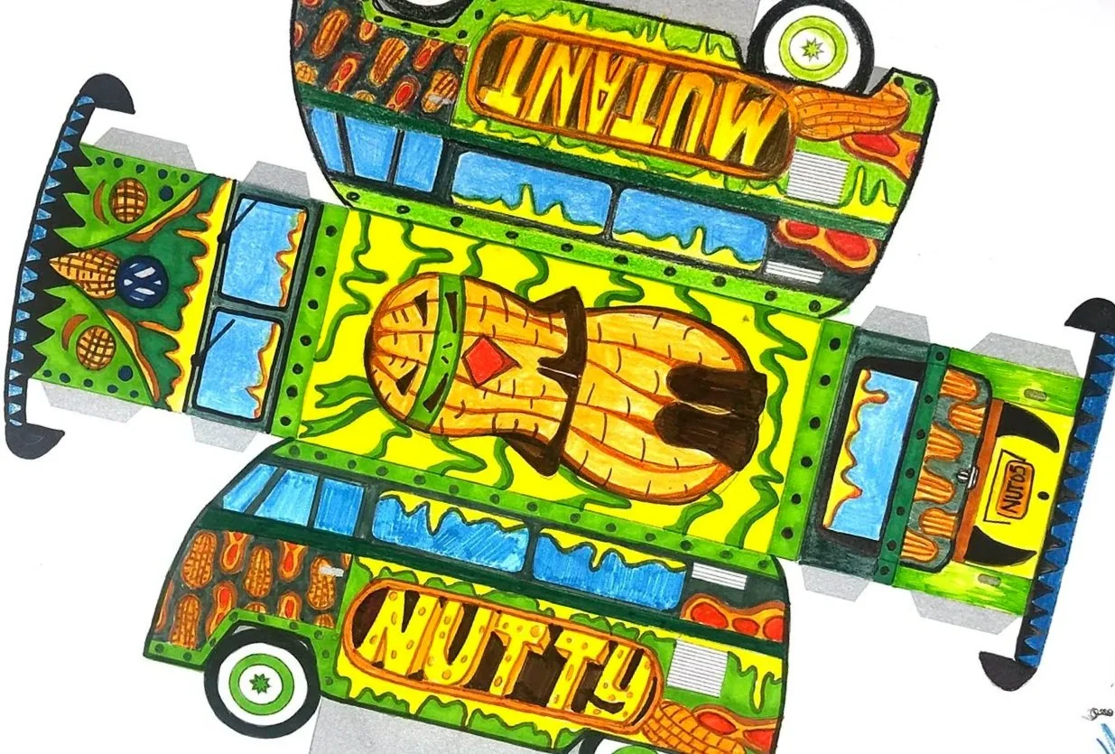 paper craft of hippie van for kids