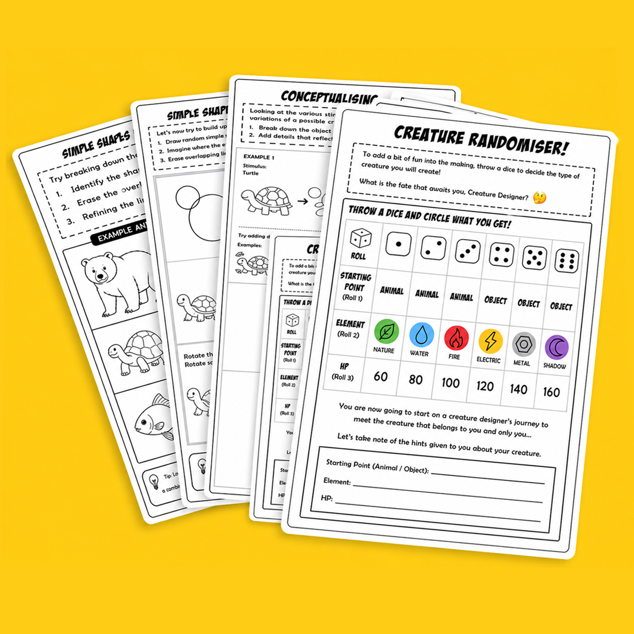 Creature Designing Worksheets