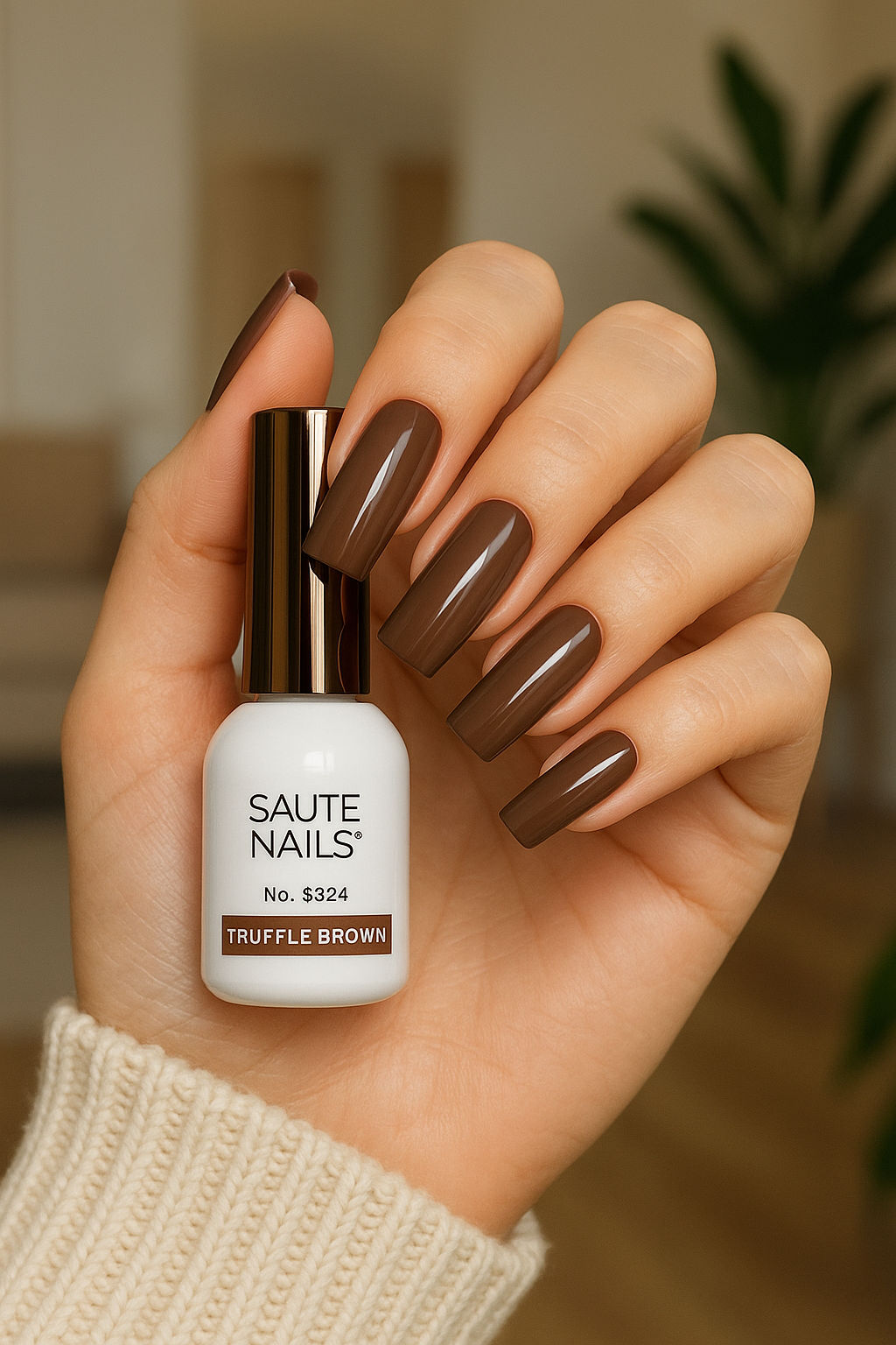 Foto S324 Smalto per unghie ibrido marrone tartufo Saute Nails