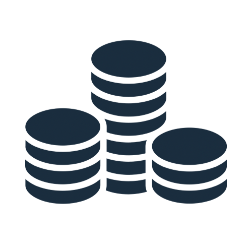 Icon of stacked coins representing money or finance