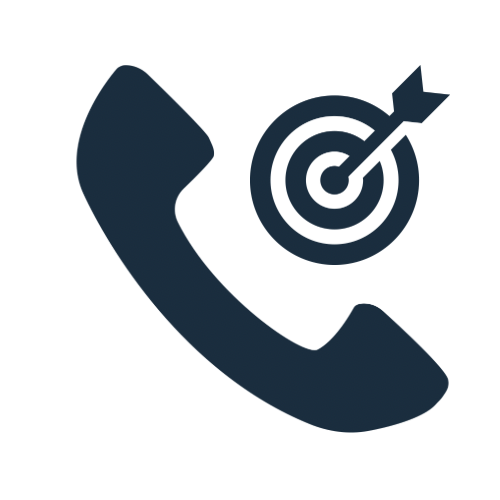 Phone receiver icon with a target and arrow symbol, representing targeted or focused communication.