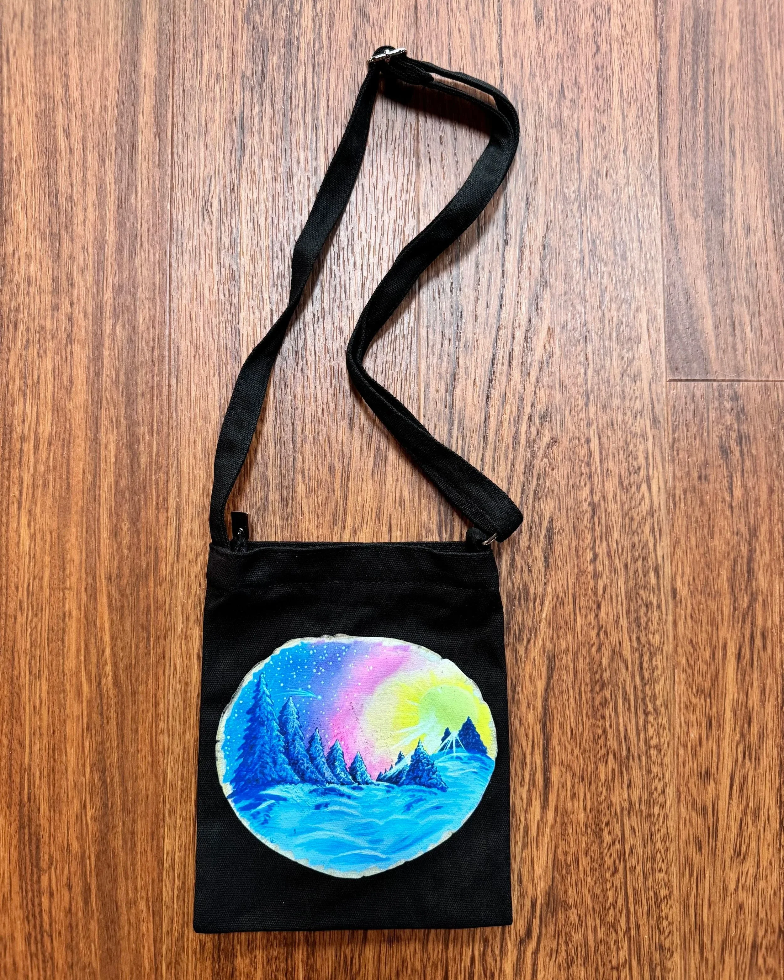 "thankyouthankyou" black cross body;
7" x 9";
$28.00