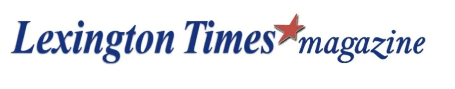 Lexington Times magazine logo with text in blue and a red star.