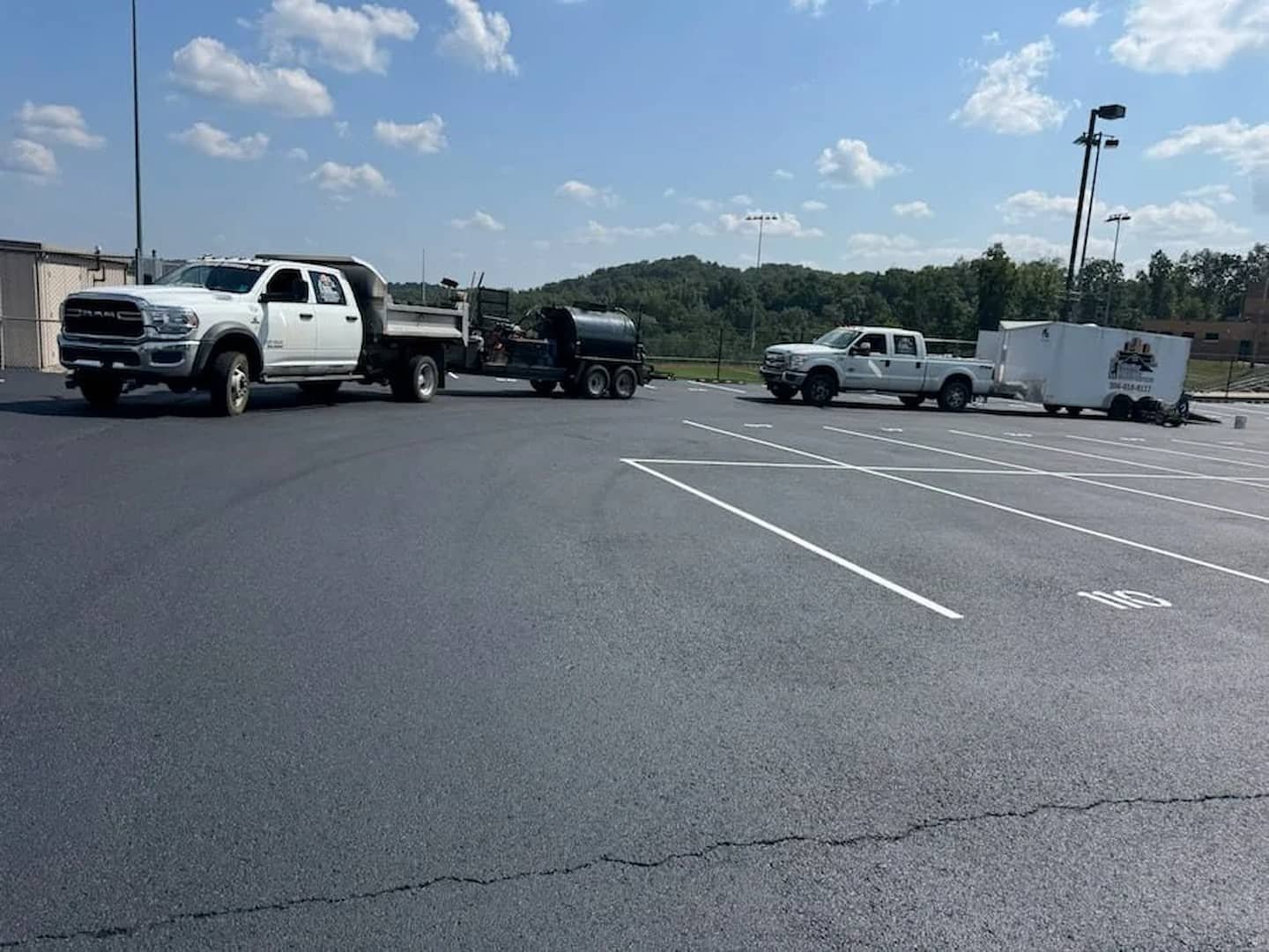 Commercial parking lot striping services in Parkersburg WV by Elite Pavement Maintenance.