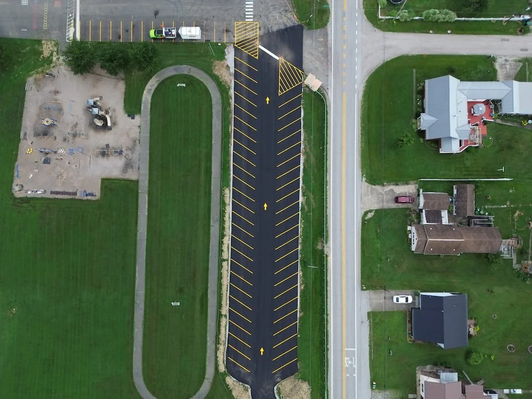 ADA-compliant parking spaces and accessible pavement markings installed at Kanawha Elementary School in Davisville WV.