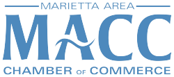 Logo of the Marietta Area Chamber of Commerce (MACC) with blue text