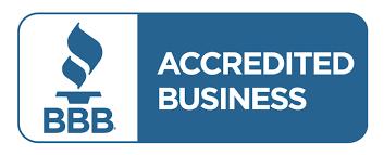 BBB accredited business badge with blue and white colors.