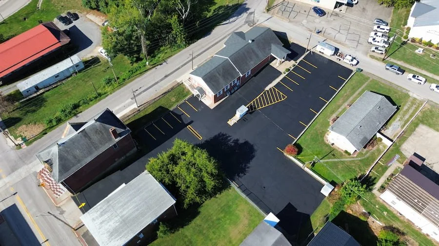Parking lot crack sealing project in Parkersburg WV