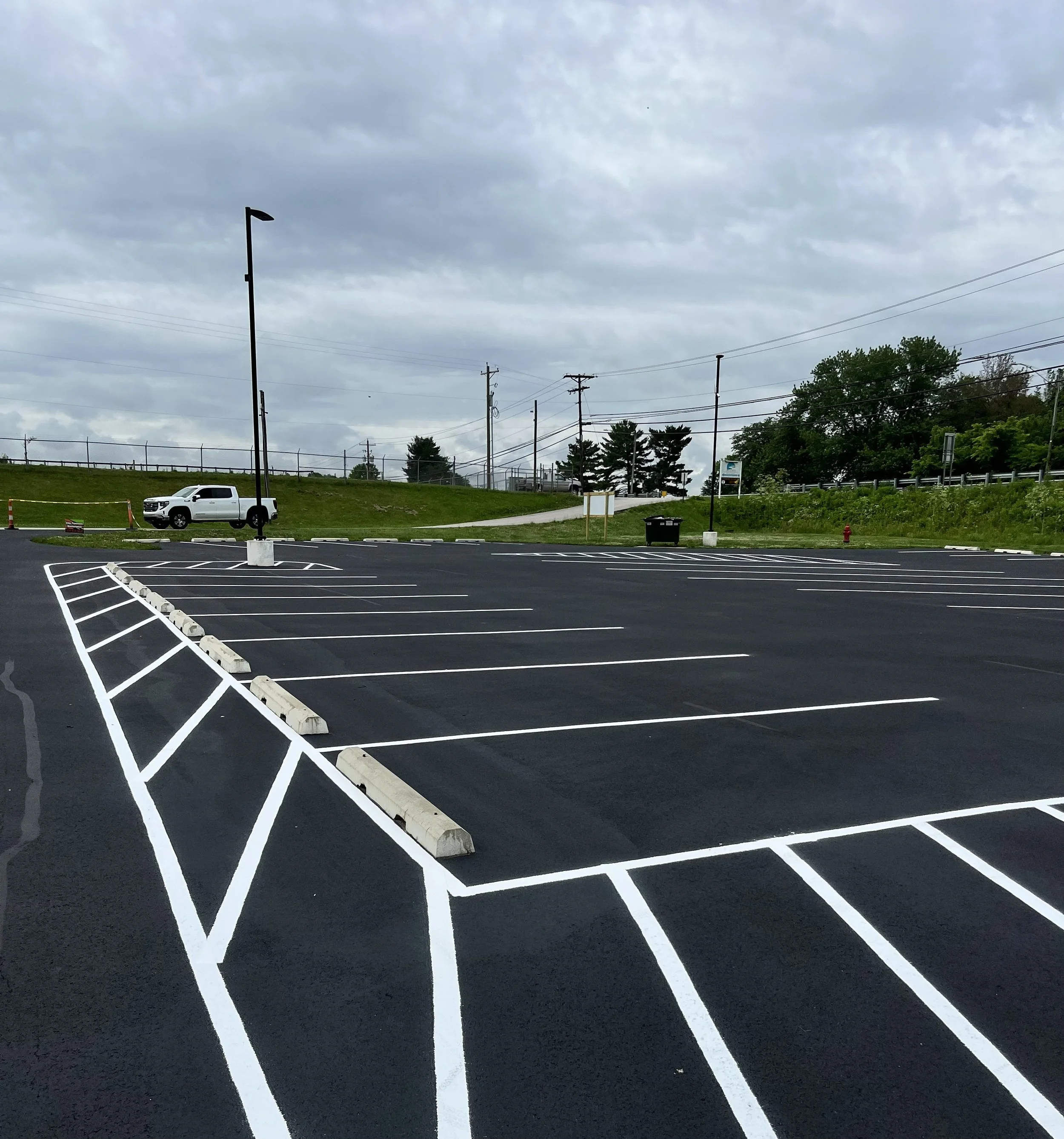 Parking lot striping in Moundsville WV by Elite Pavement Maintenance