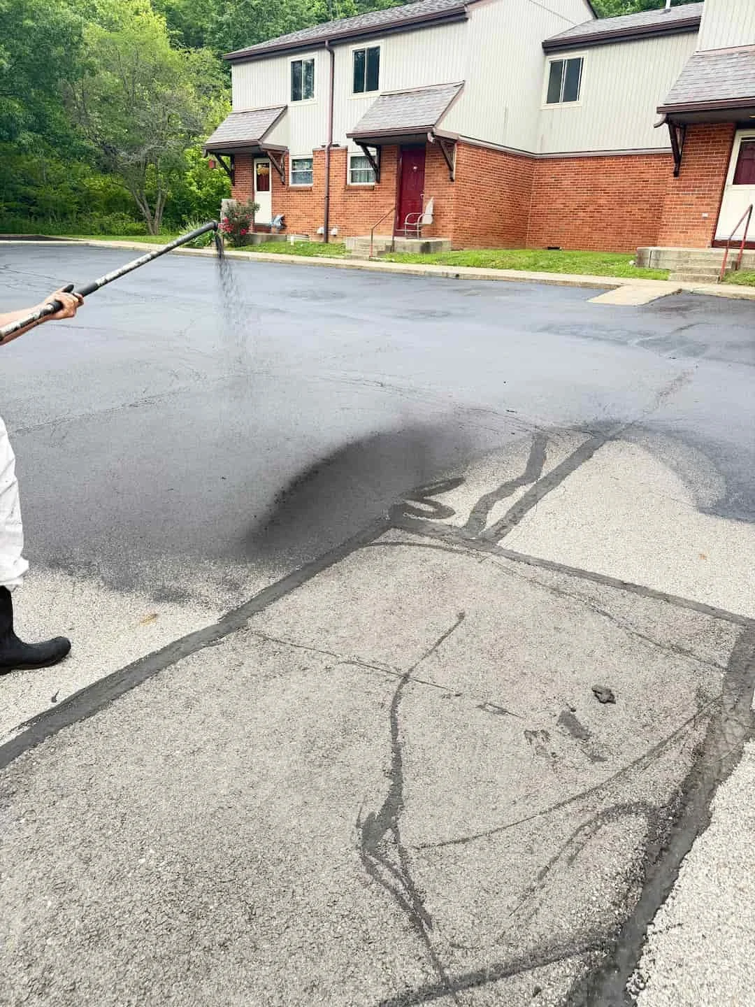 Parking lot striping in Athens OH with clean parking lines improving traffic flow and parking organization.