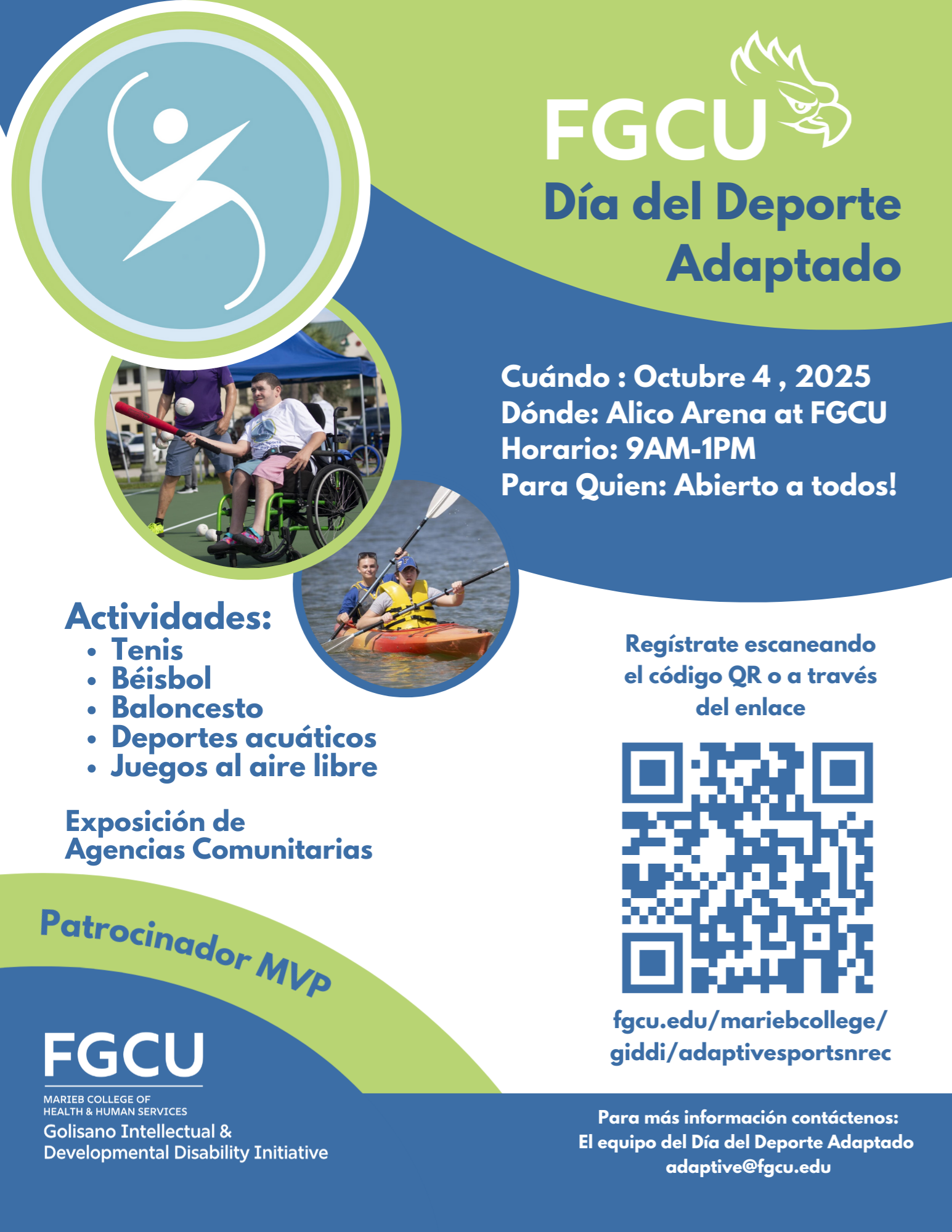 FGCU Adaptive Sports Day Flyer 2025 in Spanish- completed by Sky Santamaria