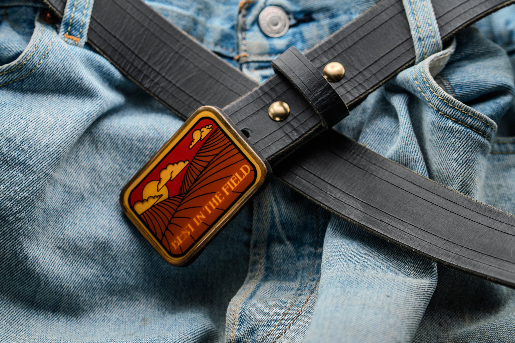 Vintage 'Best In The Field' Harmony Buckle w/ RLc Full grain Water Buffalo belt strap