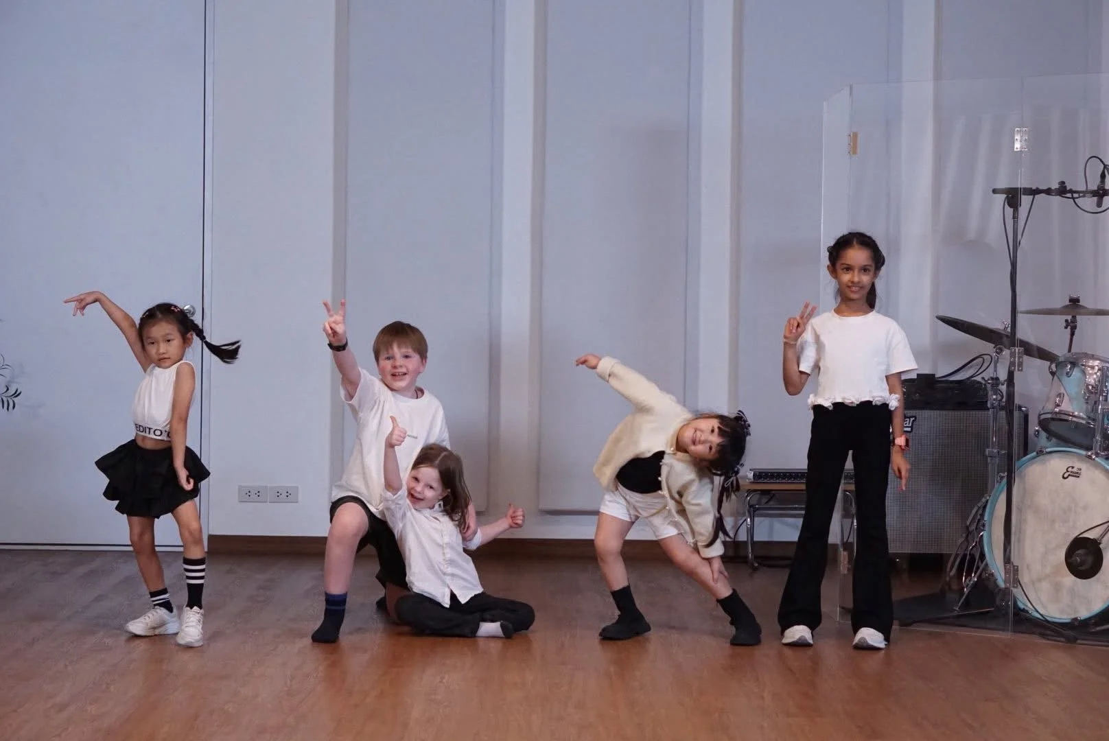 Students posing after a dance and singing performance in Bangkok