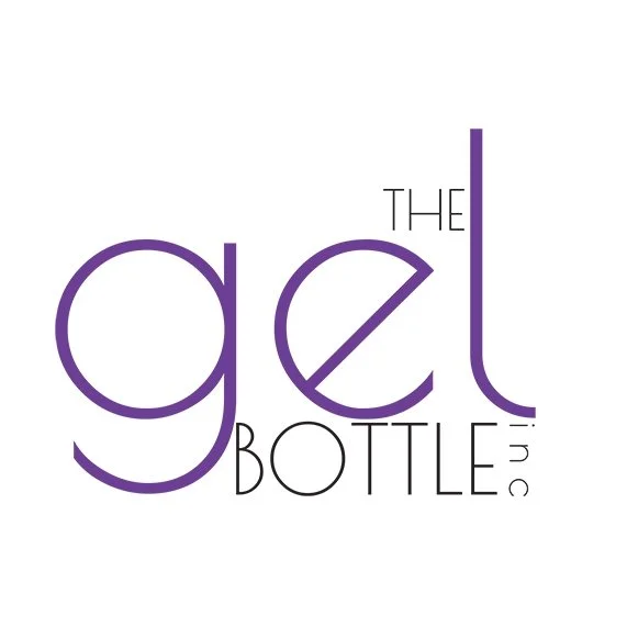 Logo for The Gel Bottle Inc. with purple and black text