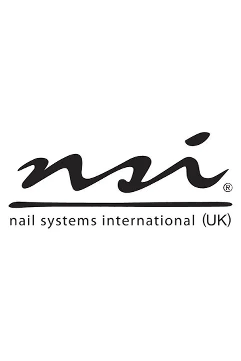 Logo of Nail Systems International UK with a stylized "nsi" in cursive and black font.
