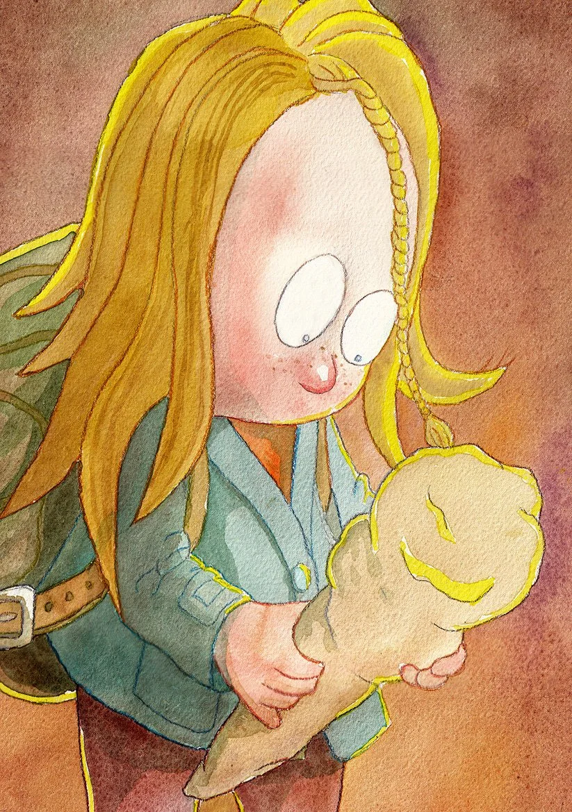 Watercolour and pencil illustration.