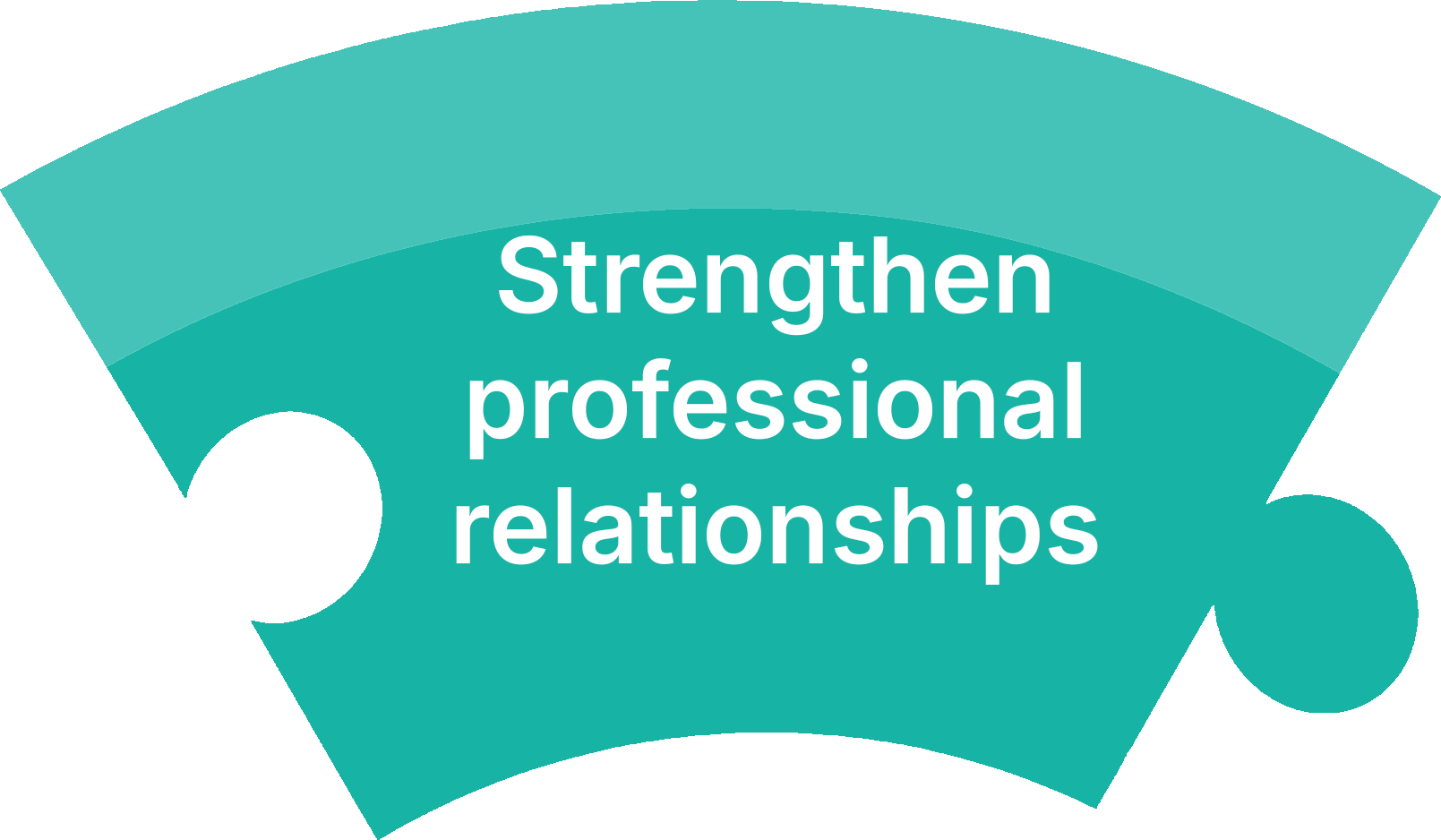 A puzzle piece graphic with the words "Strengthen professional relationships" written on it.