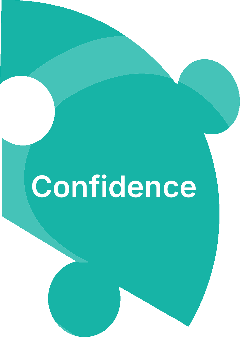 Illustration of a puzzle piece with the word Confidence written on it.