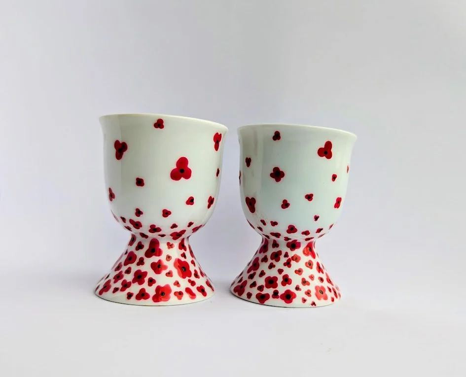 Hand Painted Poppy Egg Cups