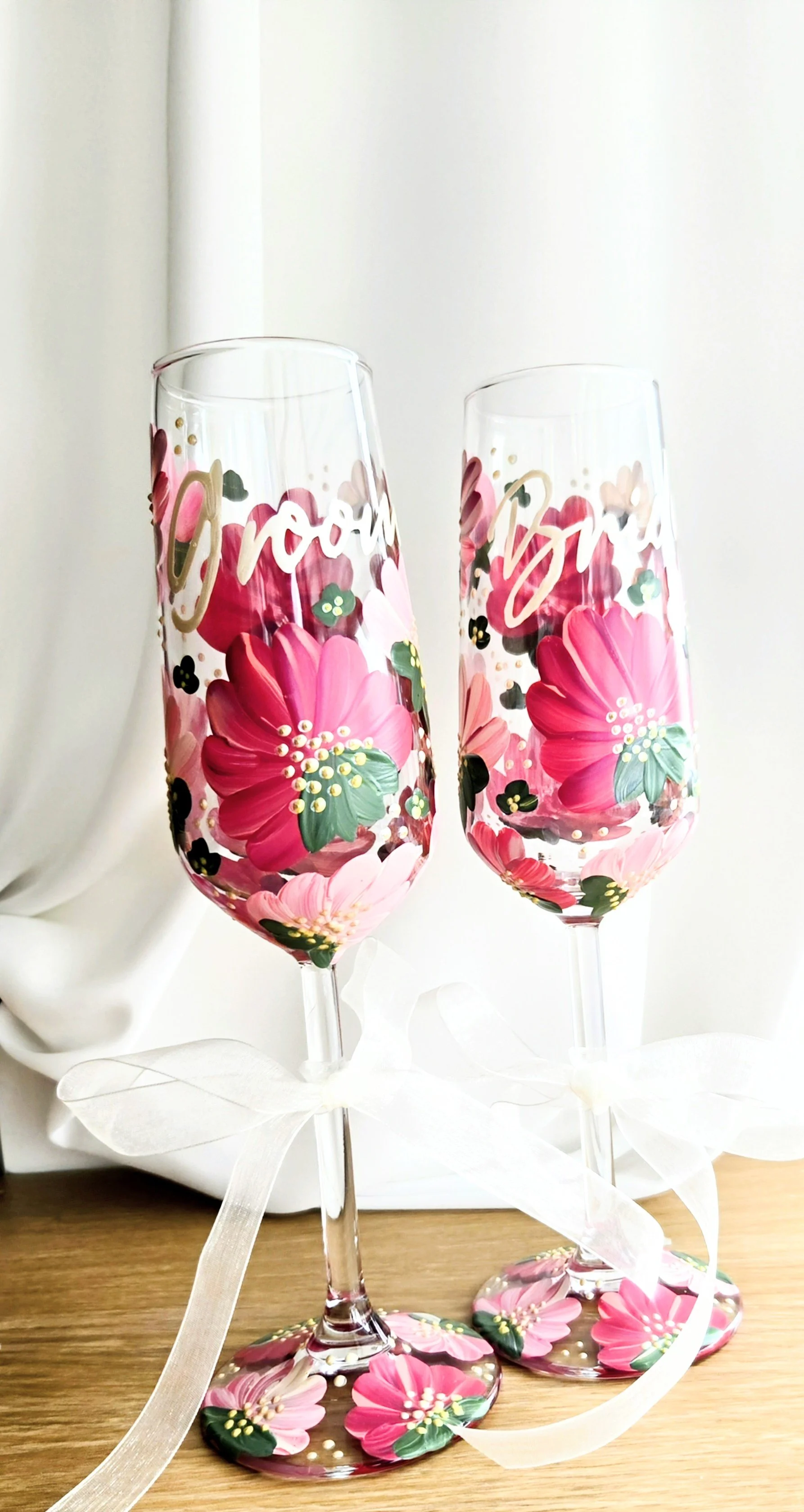 Hand Painted Champagne Flutes