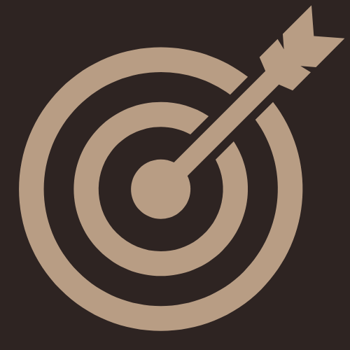 A graphic of a bullseye target with an arrow hitting the center.
