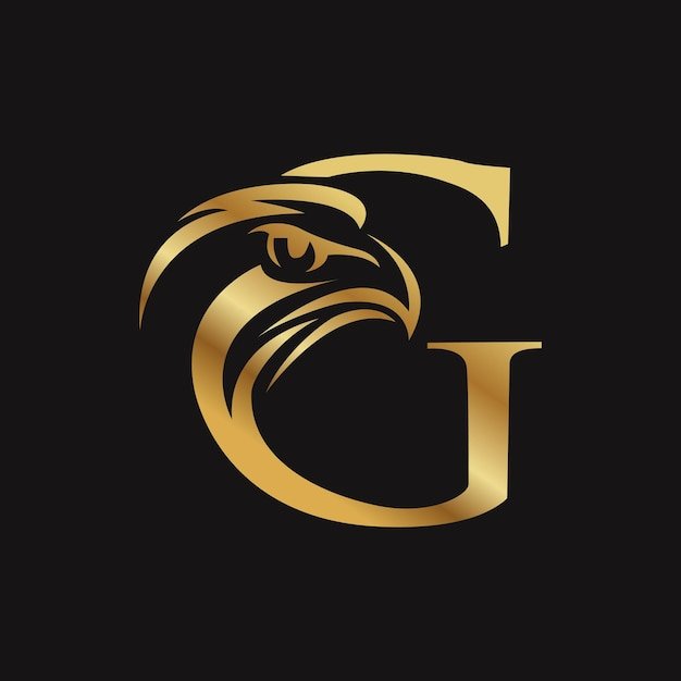 Gold and black logo featuring a stylized eagle head and a large letter 'G'