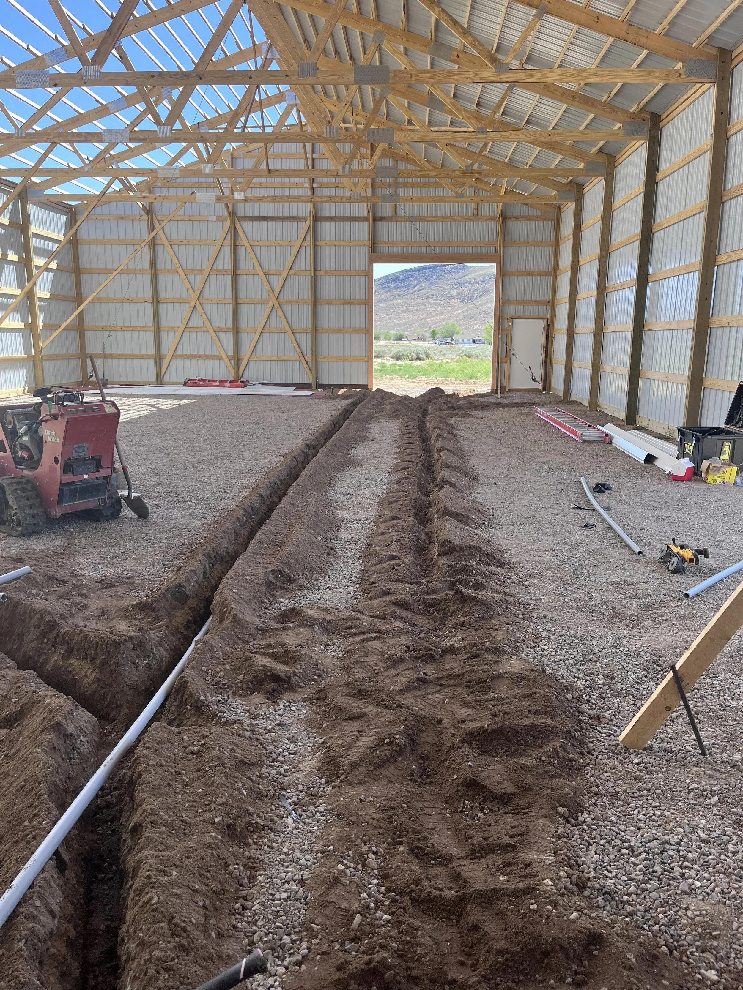 Underground electrical conduit installation for new commercial construction in Northern Nevada