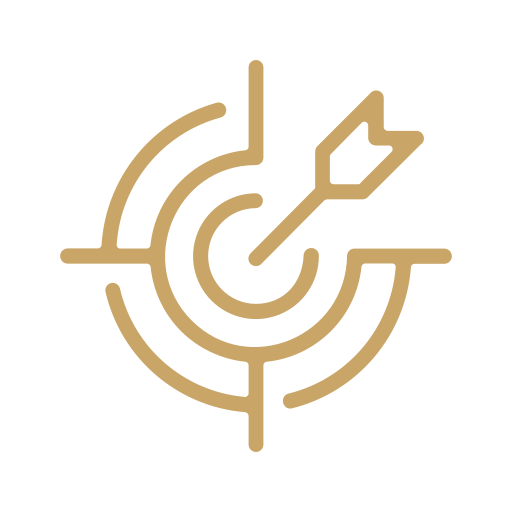 Icon of a target with an arrow hitting the bullseye.