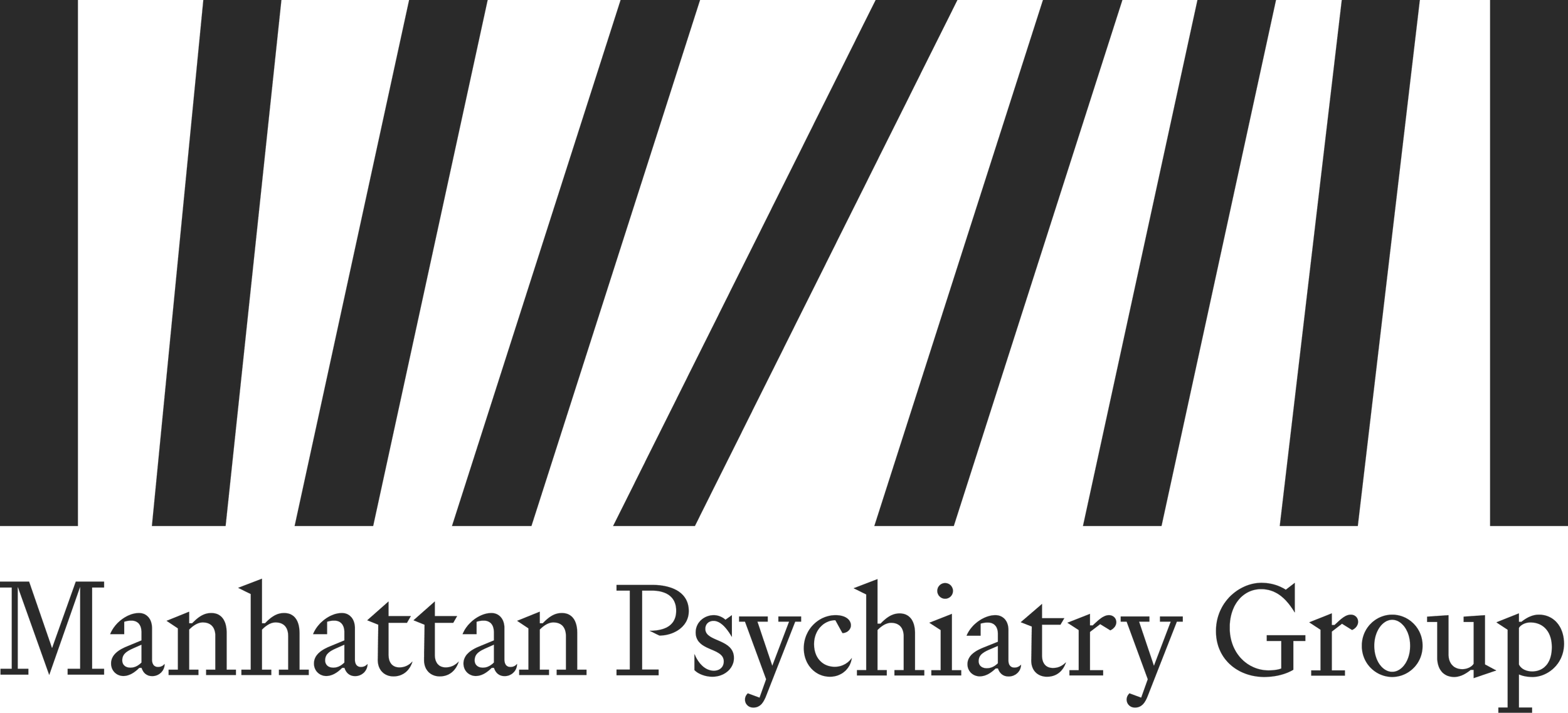 Logo of Manhattan Psychiatry Group with black and gray vertical stripes.