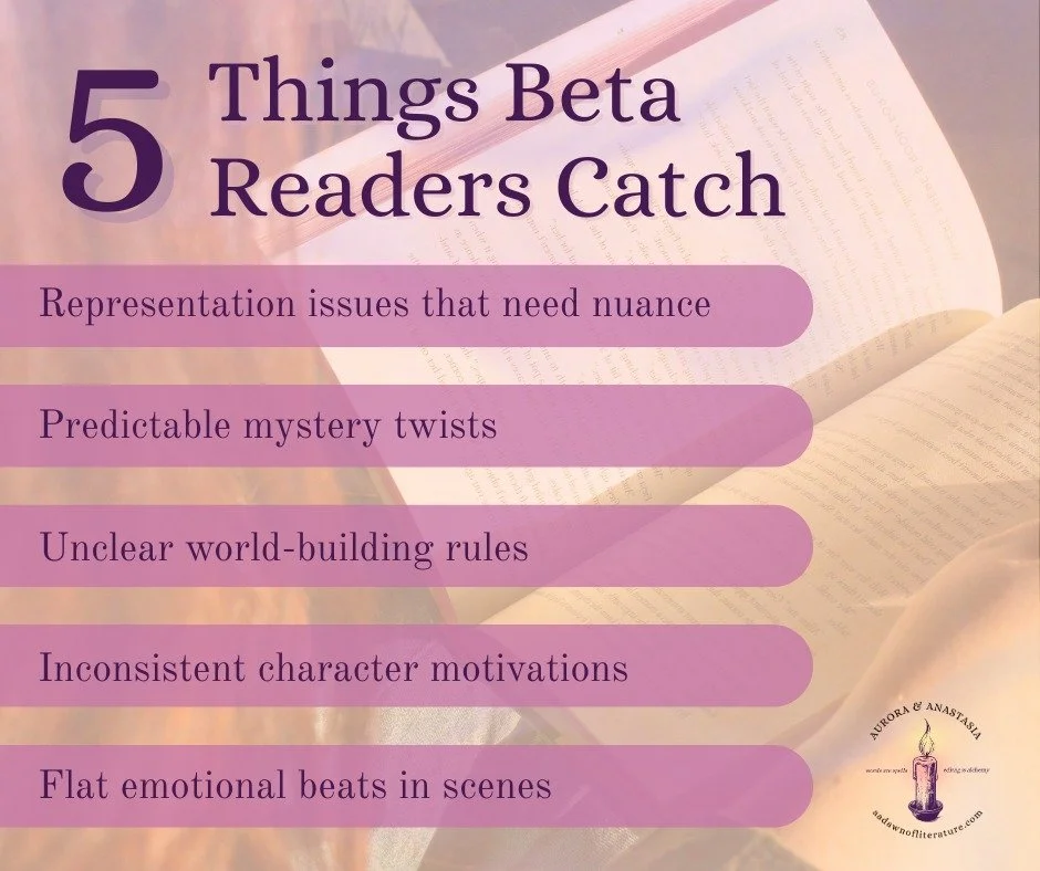 What is Beta Reading and do you even need it? 🤔

You have spent a lot of time looking at your manuscripts and WIP's... which makes it harder for you to catch those small details. That's where we can come in! 😊🙌
-
#betareaders #writingcommunity #au