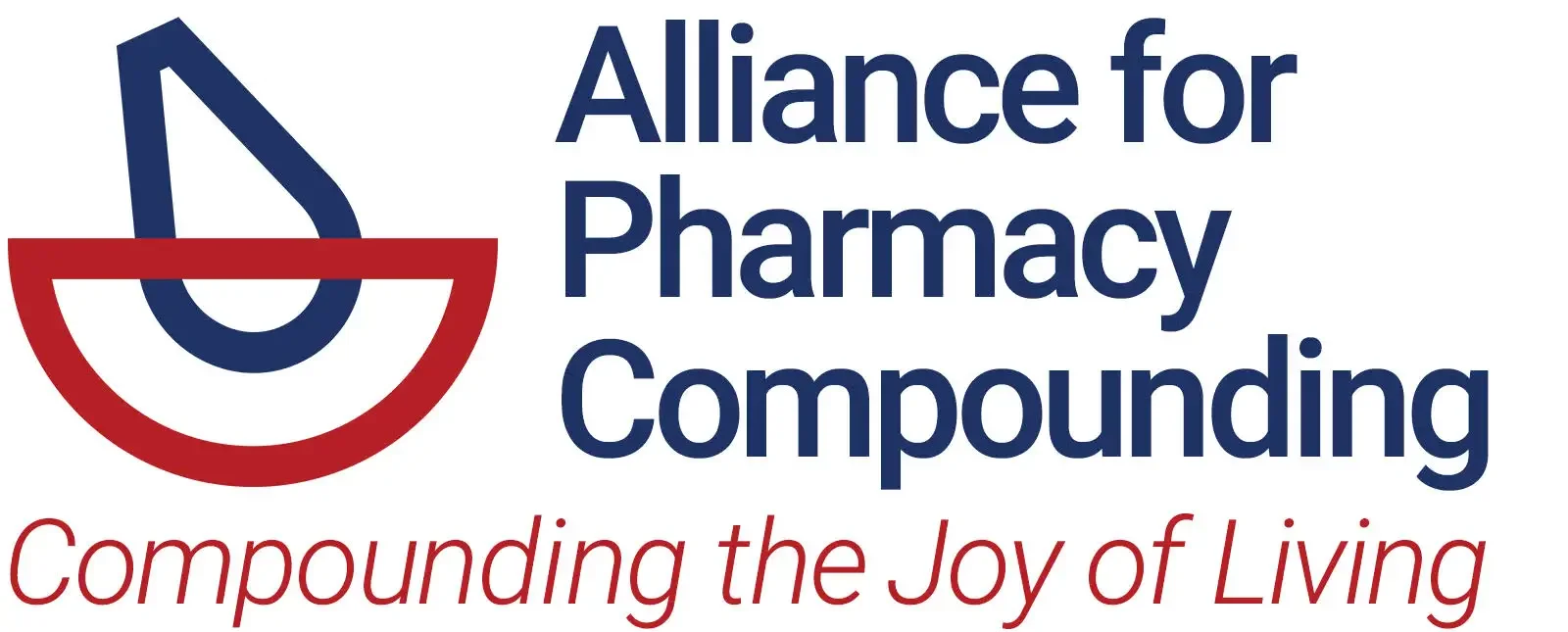 Logo of Alliance for Pharmacy Compounding with a stylized mortar and pestle, and the tagline "Compounding the Joy of Living"